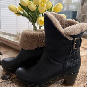 UGG Black and Tan Shearling Lined Boots